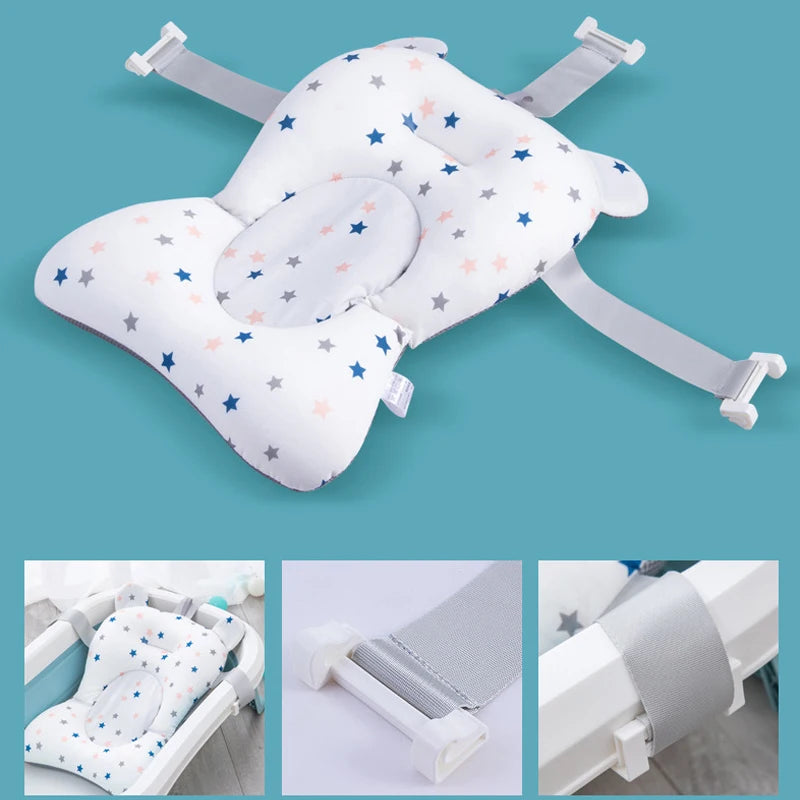 Baby Bath Seat Support Mat Infant Anti-Slip Soft Comfort Body Cushion Foldable Baby Bath Tub Pad Chair Newborn Bathtub Pillow