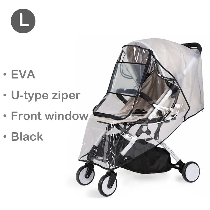 EVA Baby Stroller Accessories Waterproof Rain Cover Transparent Wind Dust Shield Zipper Open For Pushchairs Raincoat