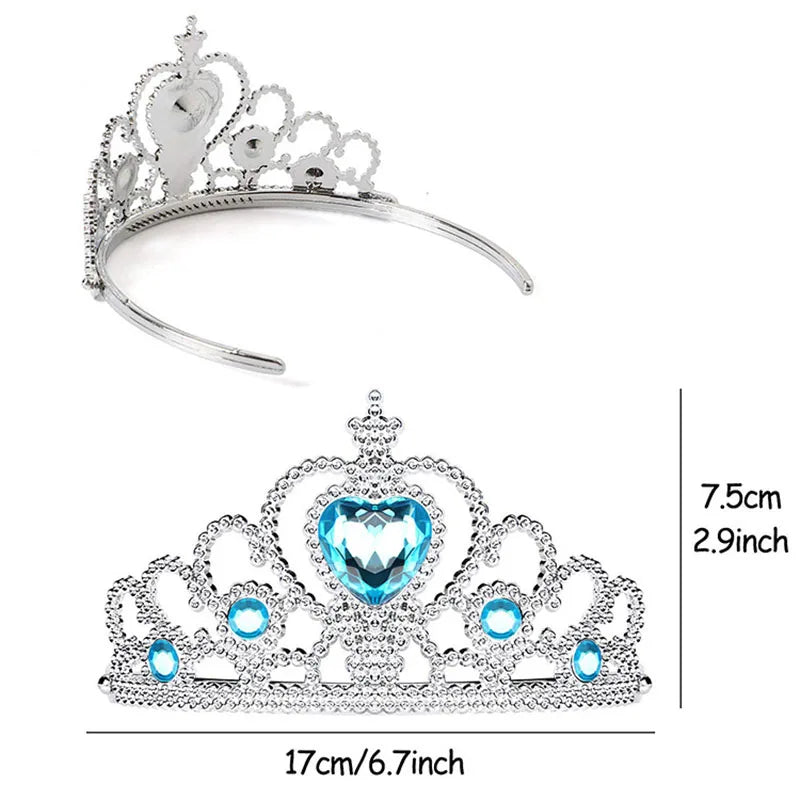 مجموعة إكسسوارات الأميرة إلسا قفازات عصا تاج مجوهرات شعر إلسا قلادة ضفيرة لفستان الأميرة ملابس تنكرية