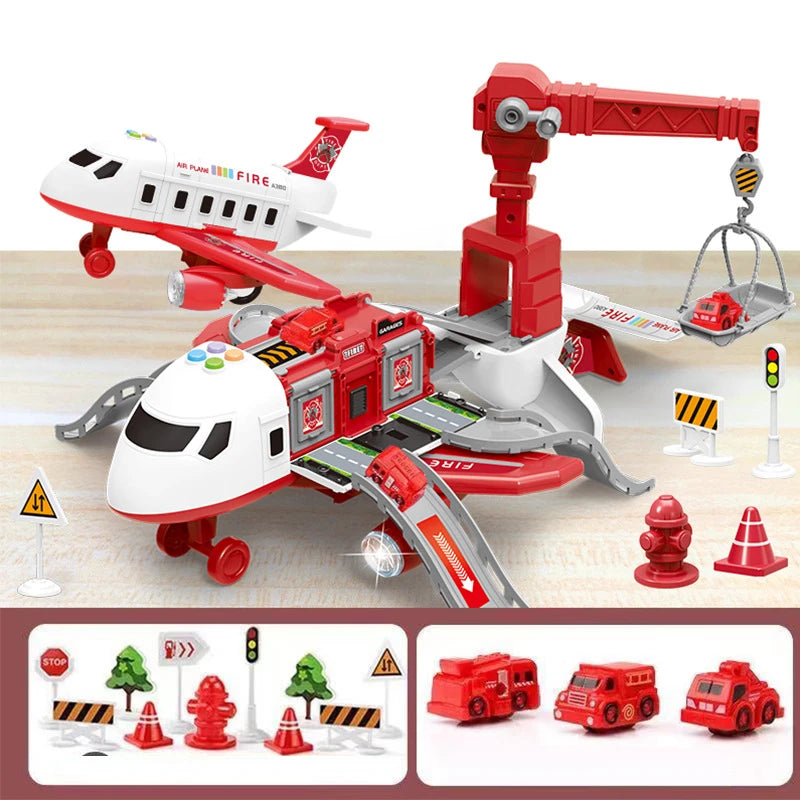 New Deformation Music Simulation Track Inertia Toy Aircraft Large Size Passenger Plane Kids Airliner Toy Car for Children's Gift