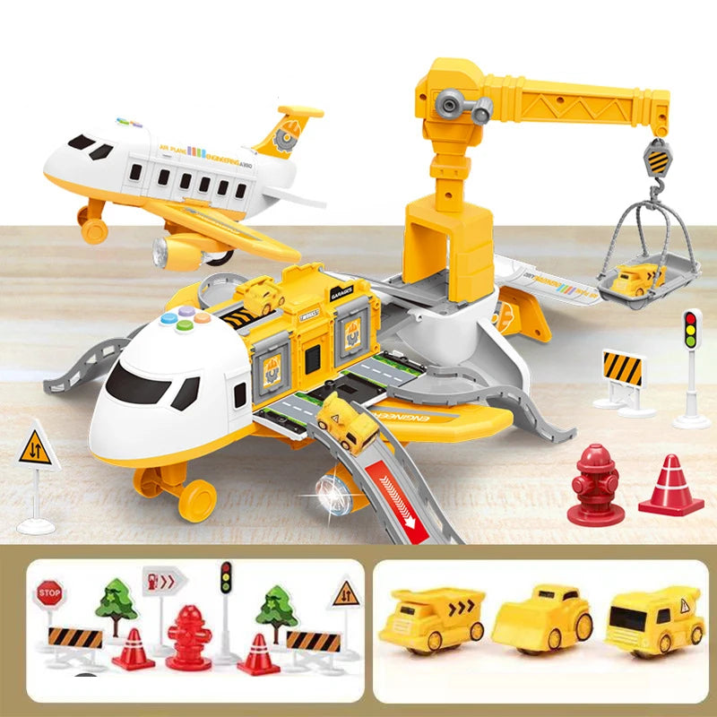 New Deformation Music Simulation Track Inertia Toy Aircraft Large Size Passenger Plane Kids Airliner Toy Car for Children's Gift