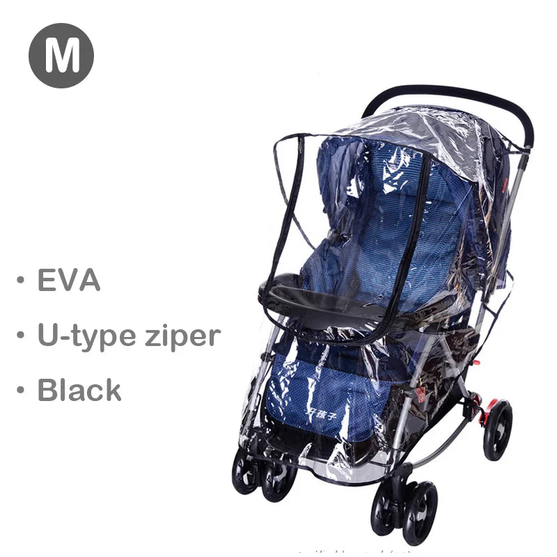 EVA Baby Stroller Accessories Waterproof Rain Cover Transparent Wind Dust Shield Zipper Open For Pushchairs Raincoat