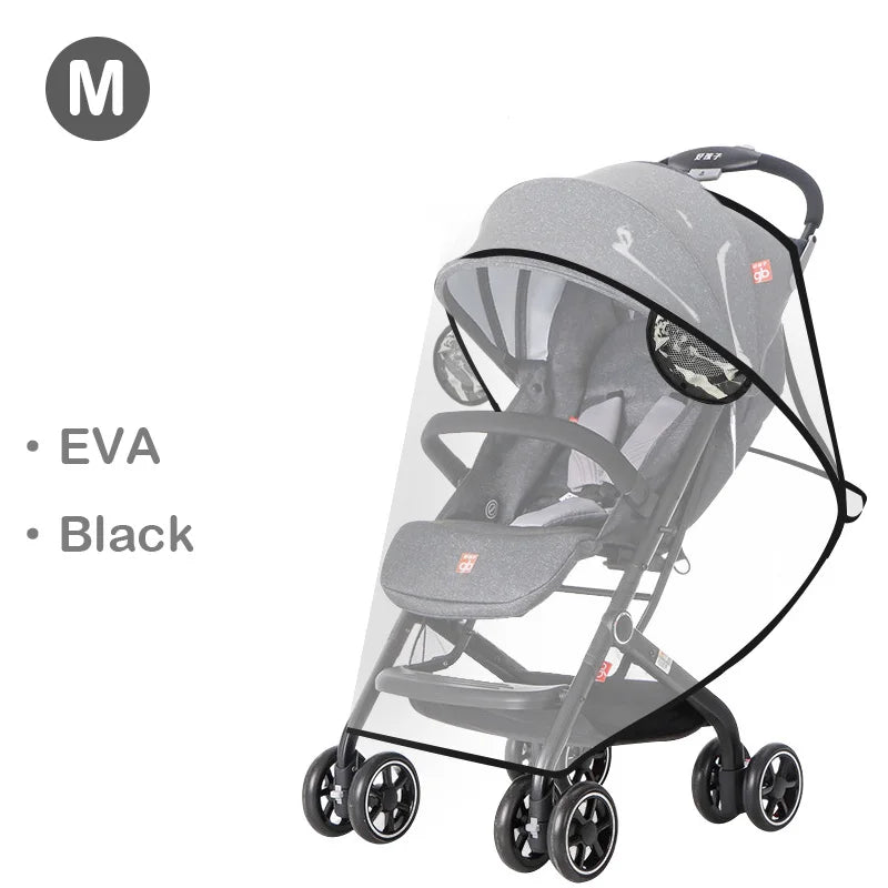 EVA Baby Stroller Accessories Waterproof Rain Cover Transparent Wind Dust Shield Zipper Open For Pushchairs Raincoat