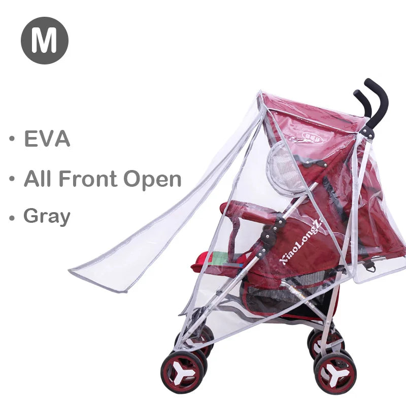 EVA Baby Stroller Accessories Waterproof Rain Cover Transparent Wind Dust Shield Zipper Open For Pushchairs Raincoat