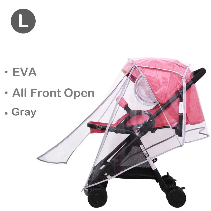 EVA Baby Stroller Accessories Waterproof Rain Cover Transparent Wind Dust Shield Zipper Open For Pushchairs Raincoat