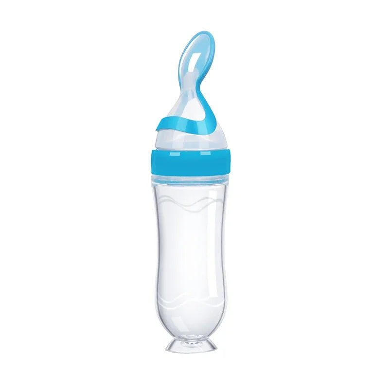 Safe Useful Silicone Baby Bottle With Spoon Food Supplement Rice Cereal Bottles Squeeze Spoon Milk Feeding Bottle Cup