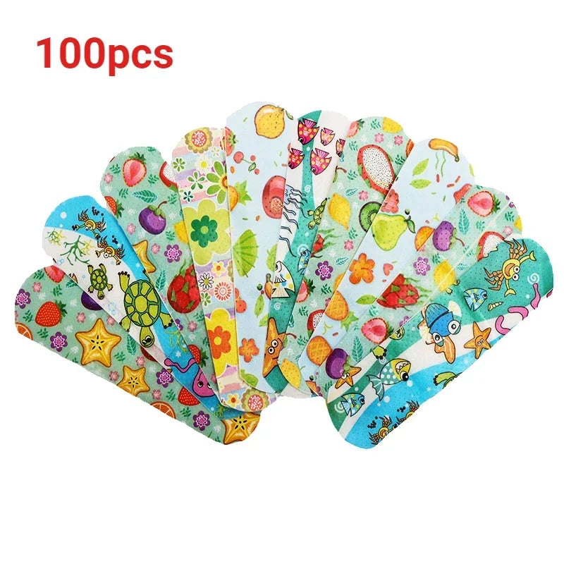 100pcs Cartoon Animal Pattern Waterproof Hemostasis Kids Band Aid Stickers Adhesive Bandage Wound Strips Plasters for Children