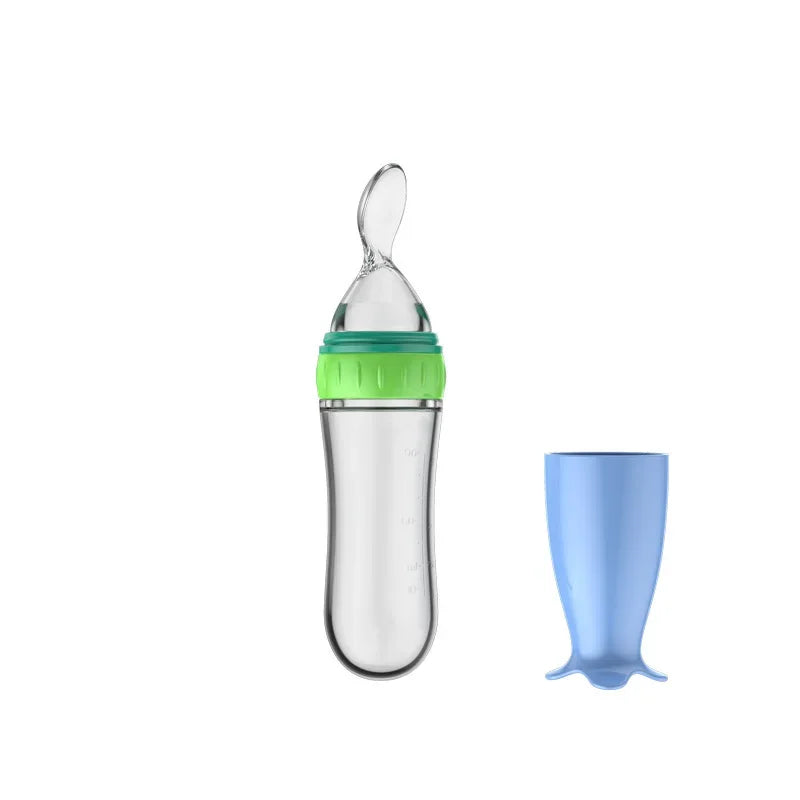 Safe Useful Silicone Baby Bottle With Spoon Food Supplement Rice Cereal Bottles Squeeze Spoon Milk Feeding Bottle Cup