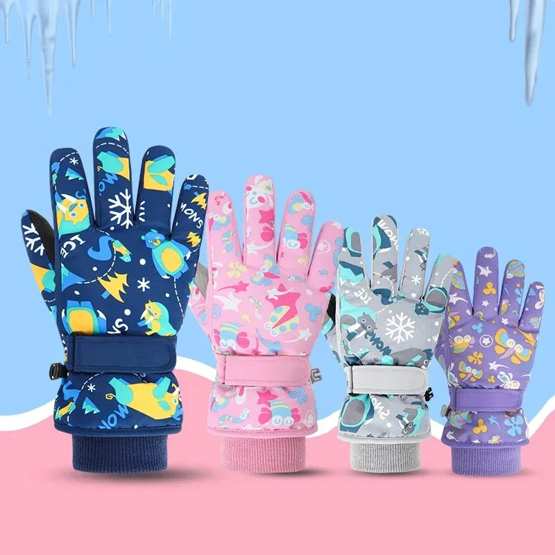 Winter Children Ski Gloves Thicken Waterproof Kids Gloves Snowboard Riding Snow Child Winter Gloves for Boys Girls 4-13Y