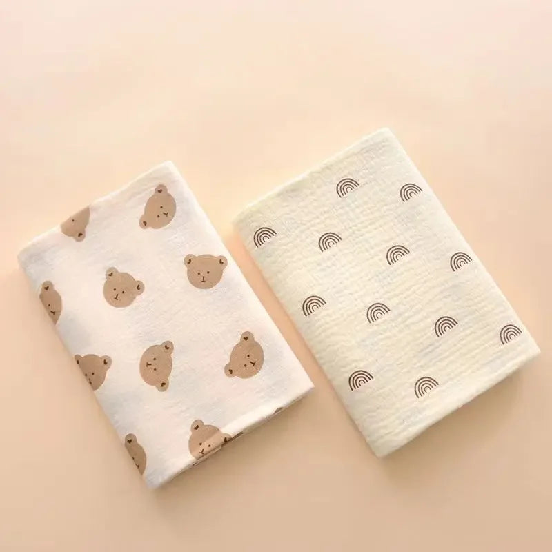 2Pc Cotton Muslin Blankets Baby Receiving Blanket for Newborn