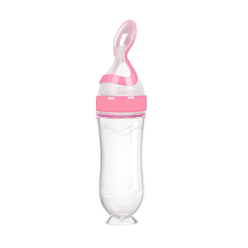 Safe Useful Silicone Baby Bottle With Spoon Food Supplement Rice Cereal Bottles Squeeze Spoon Milk Feeding Bottle Cup