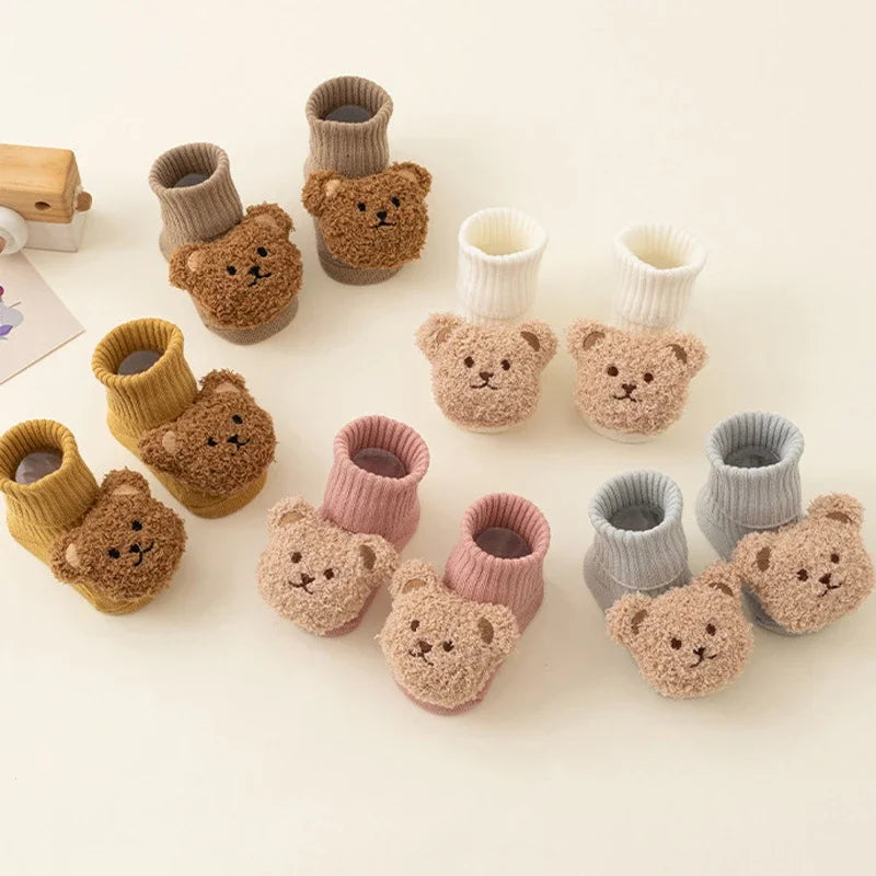 Cute Cartoon Bear Baby Socks for Boy Girl Winter