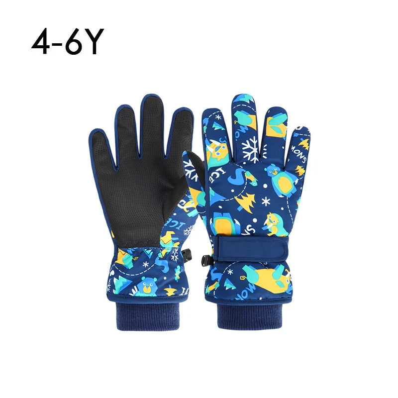 Winter Children Ski Gloves Thicken Waterproof Kids Gloves Snowboard Riding Snow Child Winter Gloves for Boys Girls 4-13Y