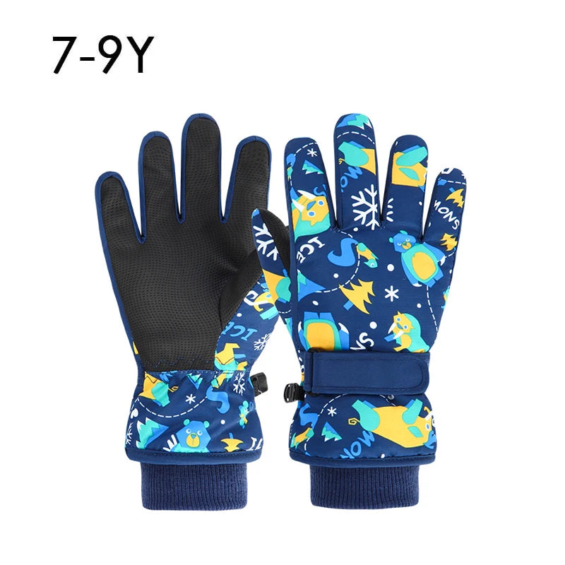 Winter Children Ski Gloves Thicken Waterproof Kids Gloves Snowboard Riding Snow Child Winter Gloves for Boys Girls 4-13Y