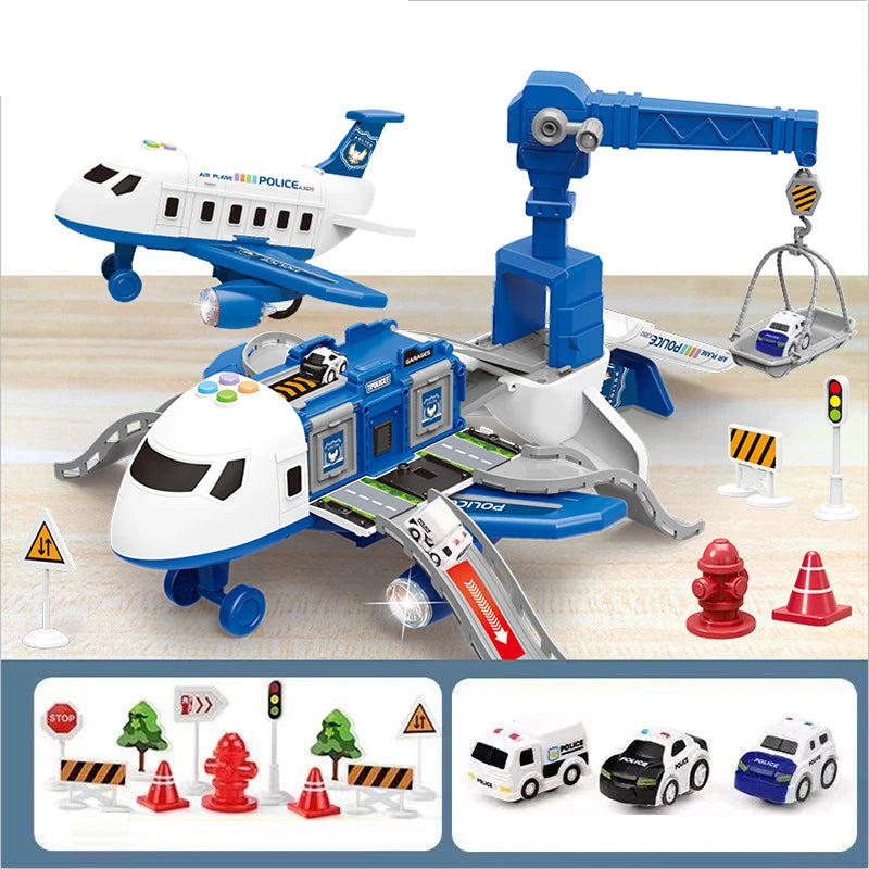 New Deformation Music Simulation Track Inertia Toy Aircraft Large Size Passenger Plane Kids Airliner Toy Car for Children's Gift