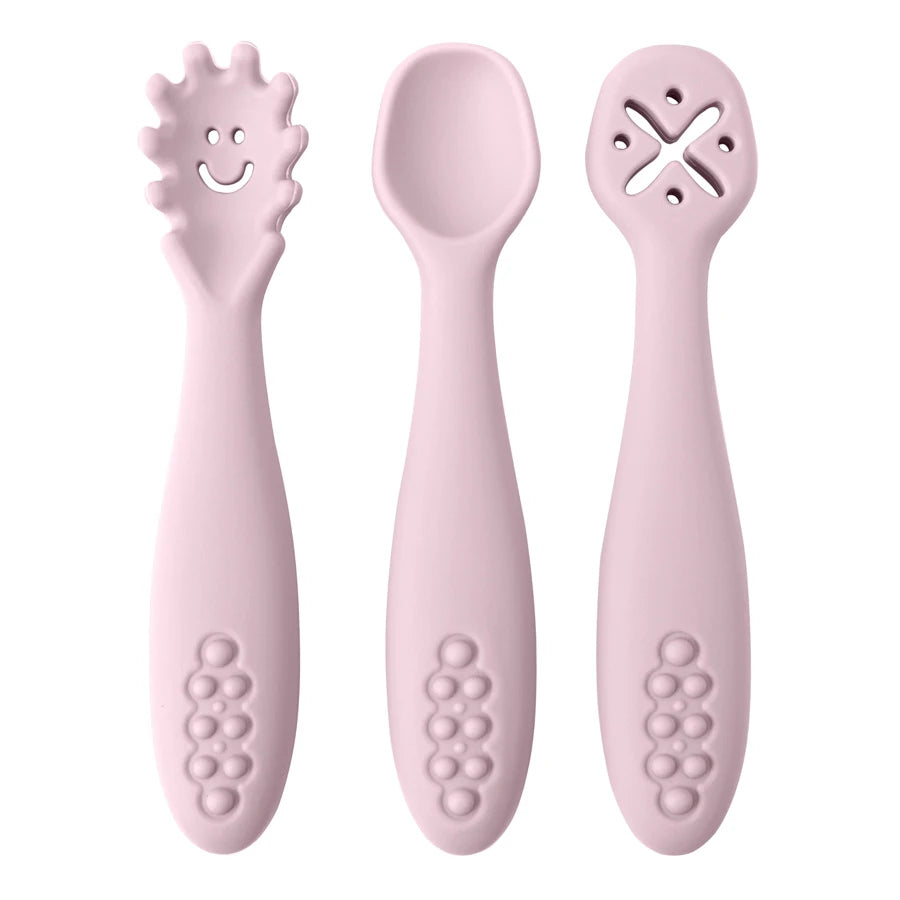 3PCS Cute Baby Learning Spoons Utensils Set