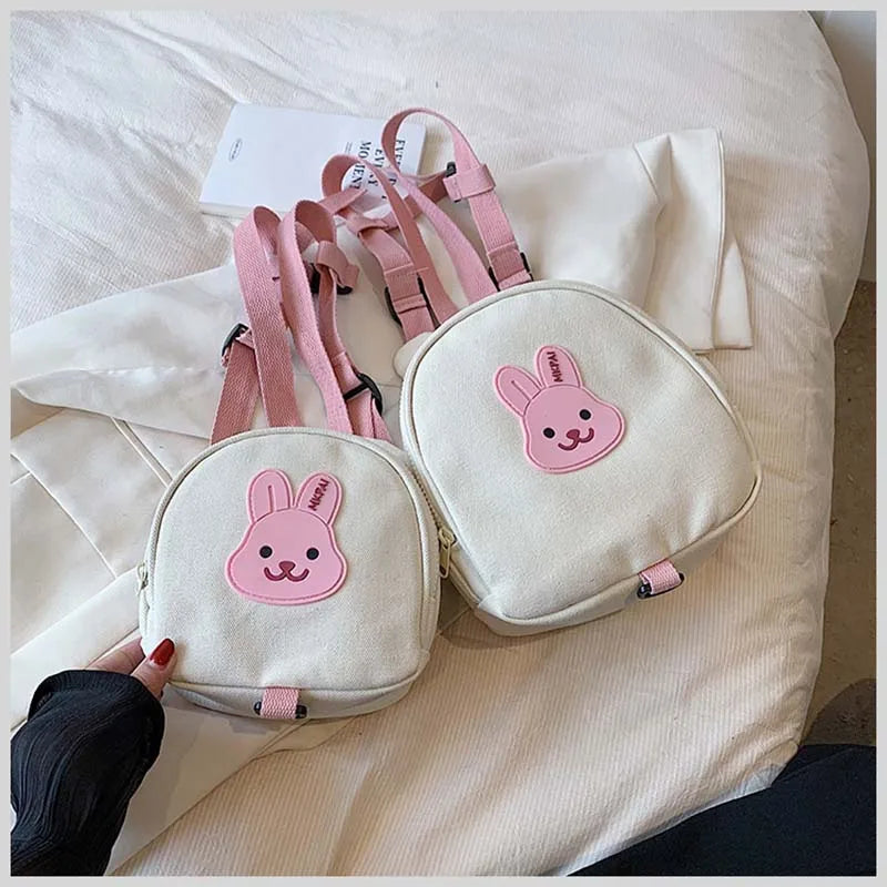 Canvas Baby Backpacks Kindergarten School Bag Bear Bunny Korean Anti-lost Kids Bags for Girls Boys Children Backpacks for Travel