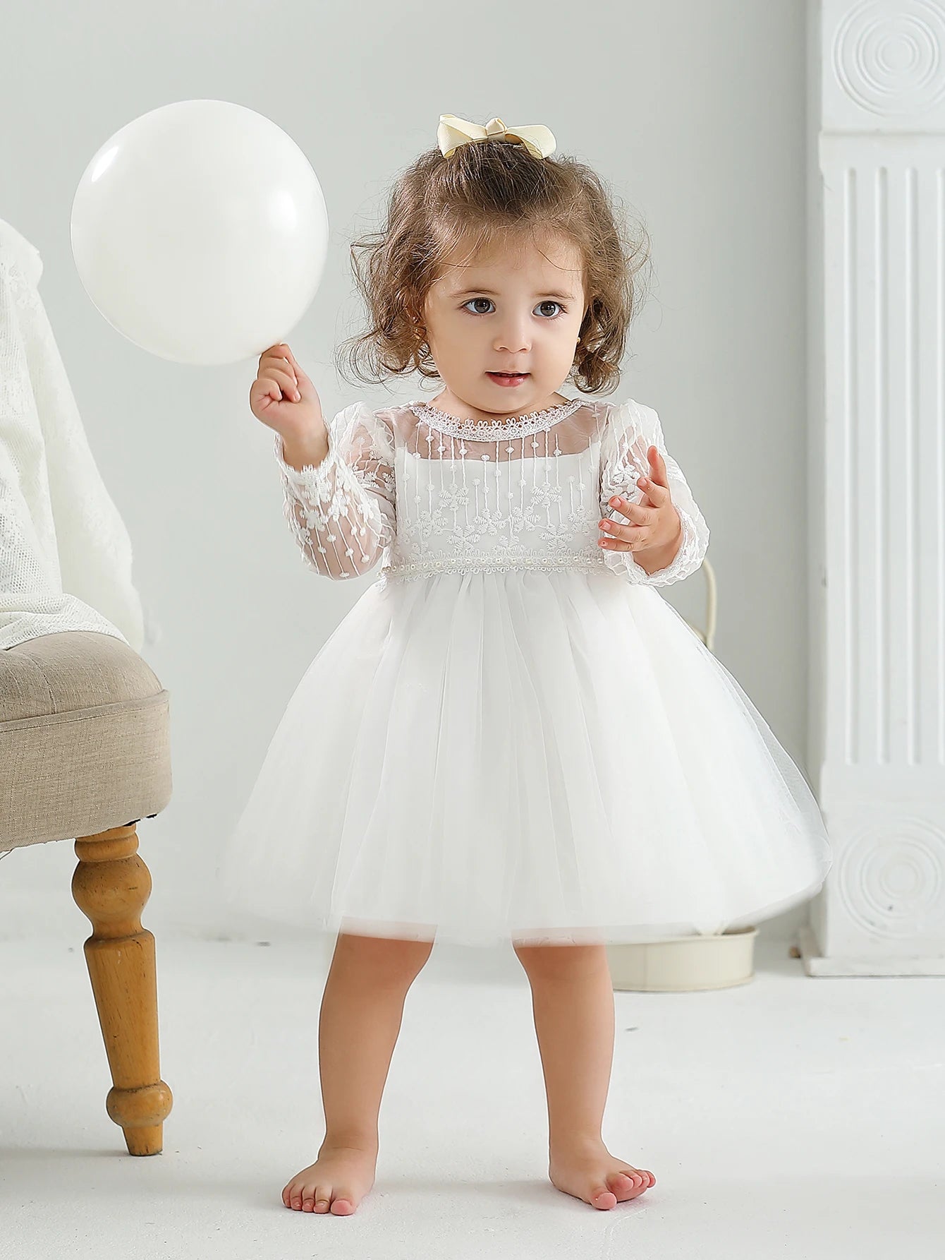 Dress Girls Party Birthday Wedding Princess White