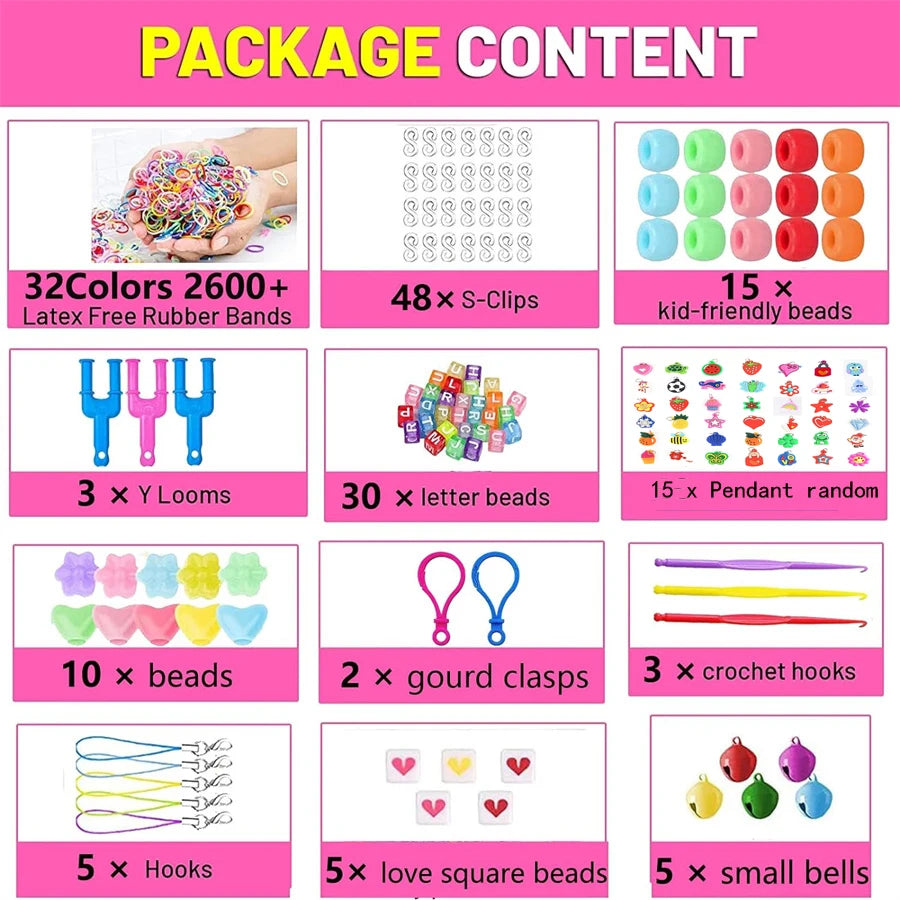 36 grids/box 2600PCS+ luminous Rubber Bands Bracelet Making Kit Creative Jewelry Set Ideal Gift for Little Crafters Vibrant DIY