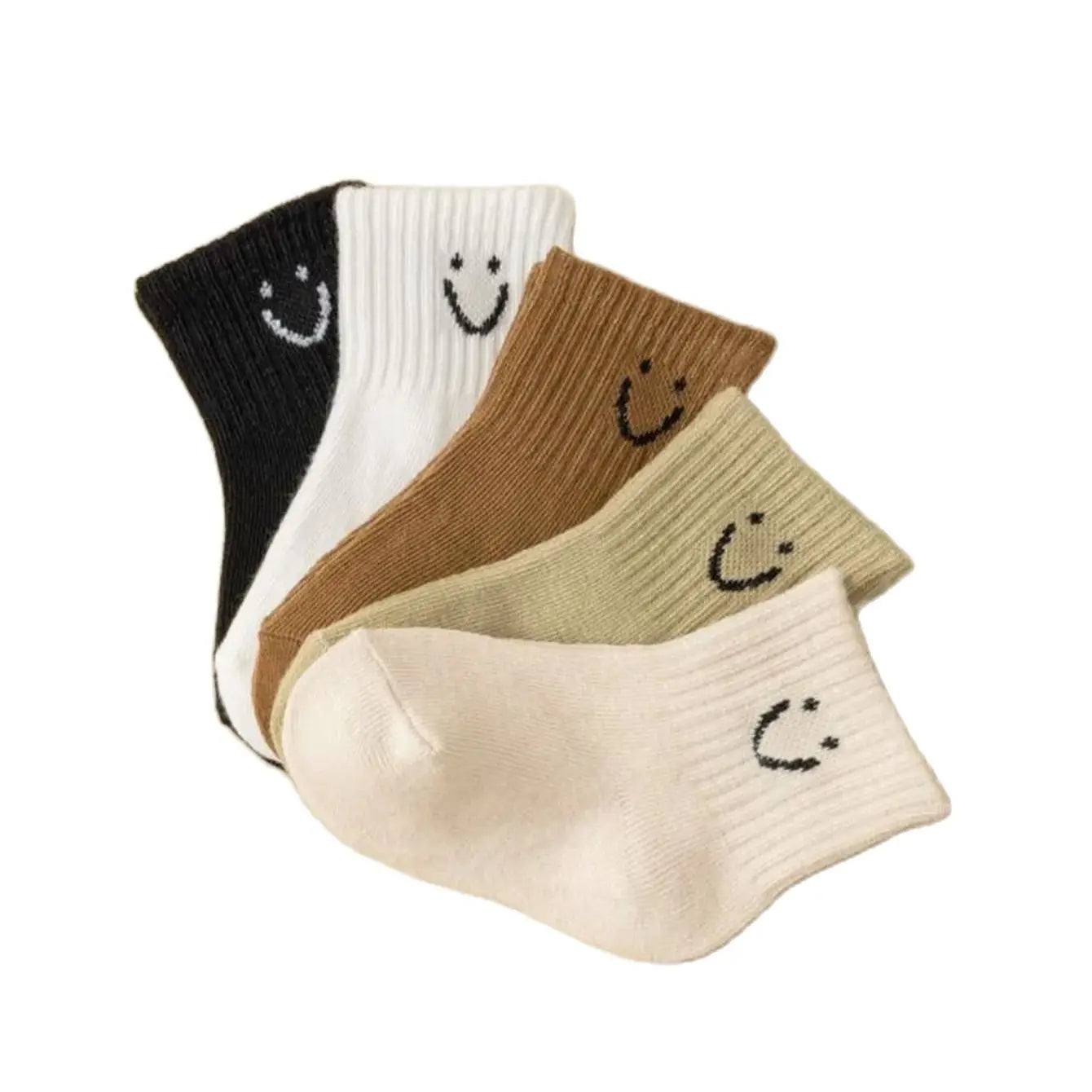 5pairs/set Baby Cartoon Pattern & Solid Color Socks