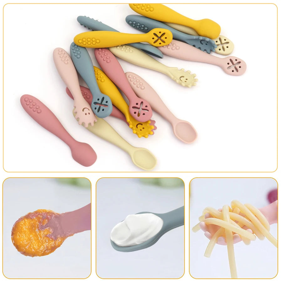 3PCS Cute Baby Learning Spoons Utensils Set