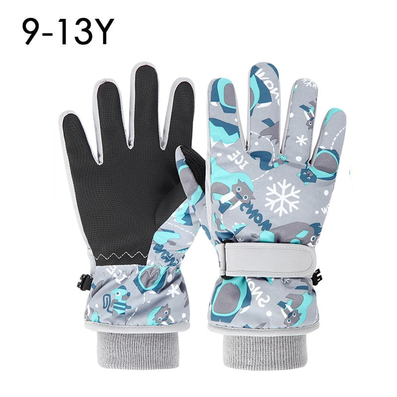 Winter Children Ski Gloves Thicken Waterproof Kids Gloves Snowboard Riding Snow Child Winter Gloves for Boys Girls 4-13Y