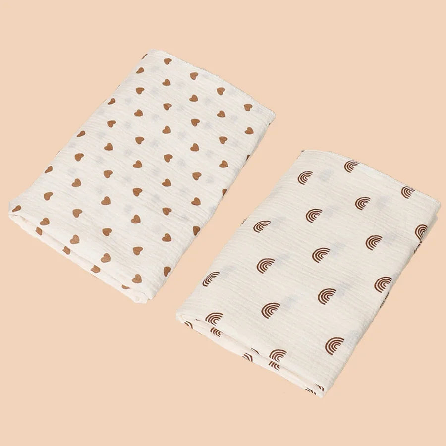 2Pc Cotton Muslin Blankets Baby Receiving Blanket for Newborn