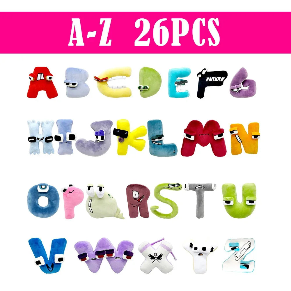 26pcs Alphabet Lore Plush English Letter Stuffed Animal Plushie Doll Toys Gift For Kids Children Educational Christmas Gifts