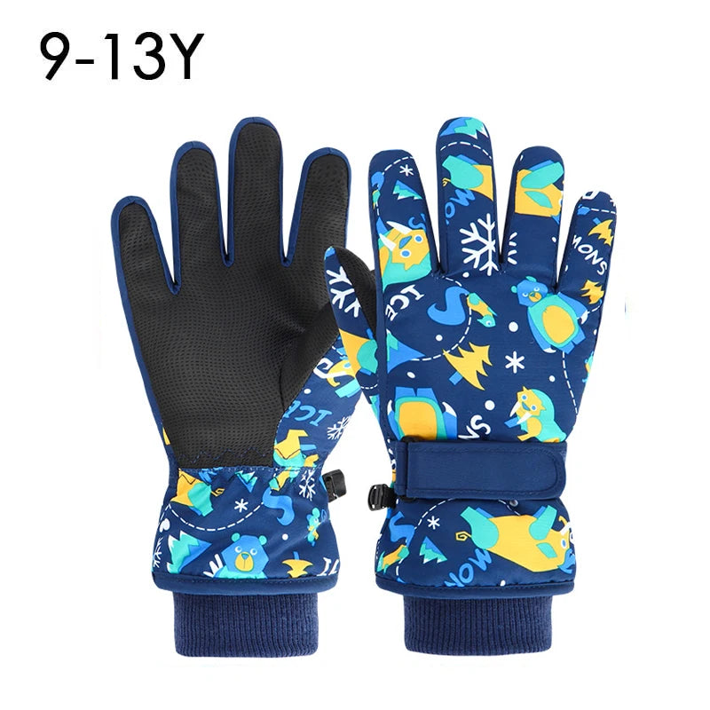 Winter Children Ski Gloves Thicken Waterproof Kids Gloves Snowboard Riding Snow Child Winter Gloves for Boys Girls 4-13Y