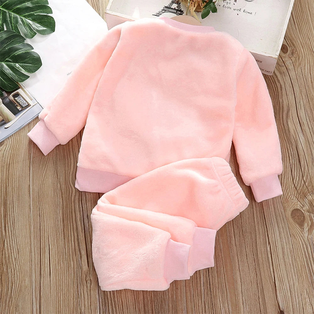 Bear Leader Girls Clothing Sets Winter Flannel Homewear Set Children's Pajamas Boys and Girls Thick Coral Velvet Two-piece Set