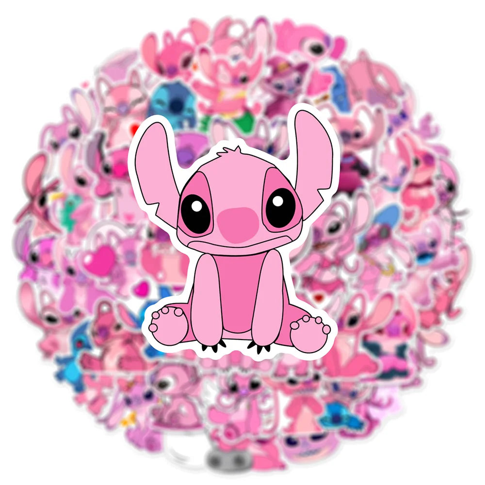 10/30/50pcs Cute Pink Cartoon Lilo & Stitch Angel Stickers Decals Laptop Phone Notebook Decoration Sticker for Girl Kids Toys