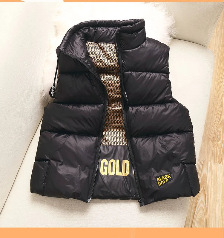 2024  Autumn Winter Girls Boys 4-12 Years Casual Black Thick Warm Vest Kids Cool Waistcoat