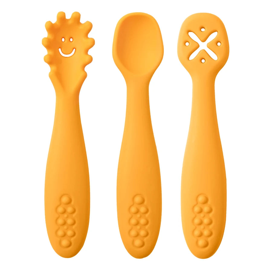 3PCS Cute Baby Learning Spoons Utensils Set