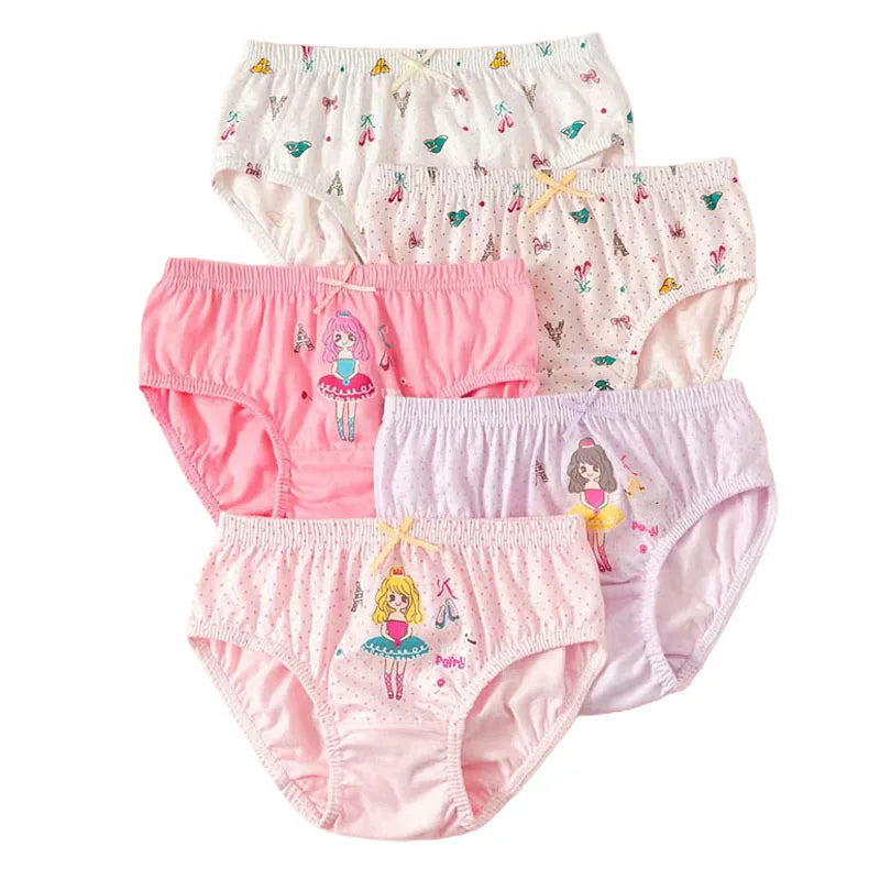 5Pcs/Lot Child Girls Underwear Melody Cartoon Cute Panties For Girl Cotton Toddlers Kids Triangle Panty Breathable Girls Briefs