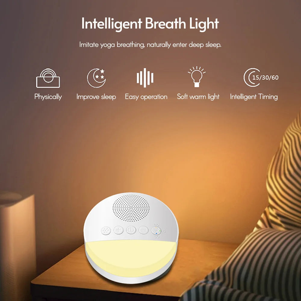 Baby White Noise Machine USB Rechargeable Timed Shutdown Sleep Machine Baby Sleep Sound Player Night Light Timer Noise Player