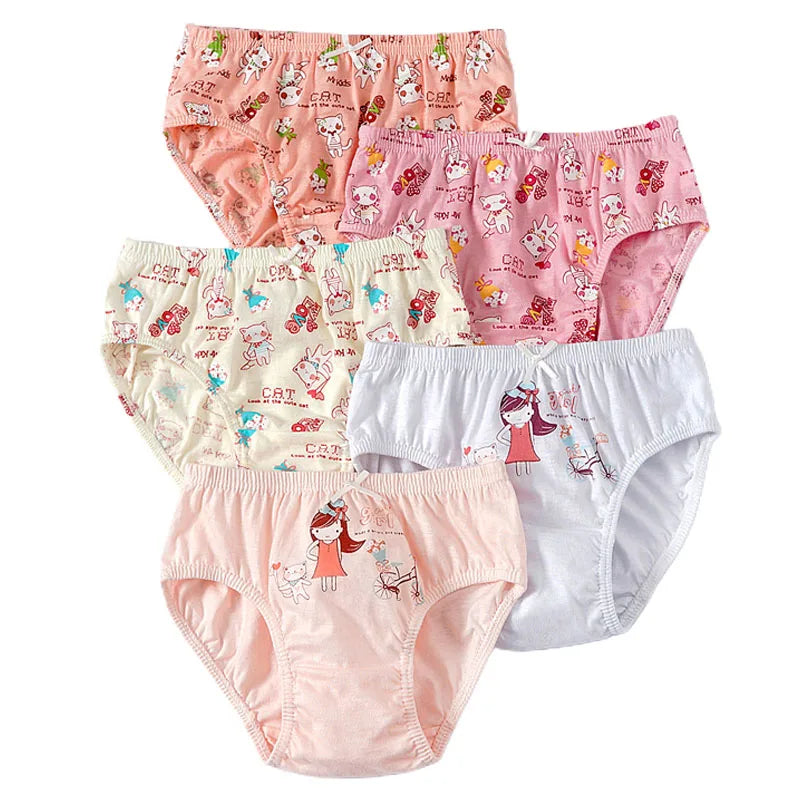 5Pcs/Lot Child Girls Underwear Melody Cartoon Cute Panties For Girl Cotton Toddlers Kids Triangle Panty Breathable Girls Briefs