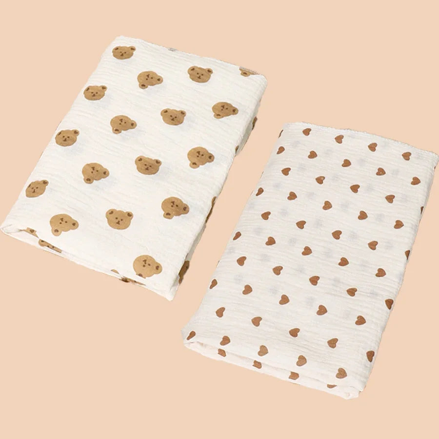 2Pc Cotton Muslin Blankets Baby Receiving Blanket for Newborn