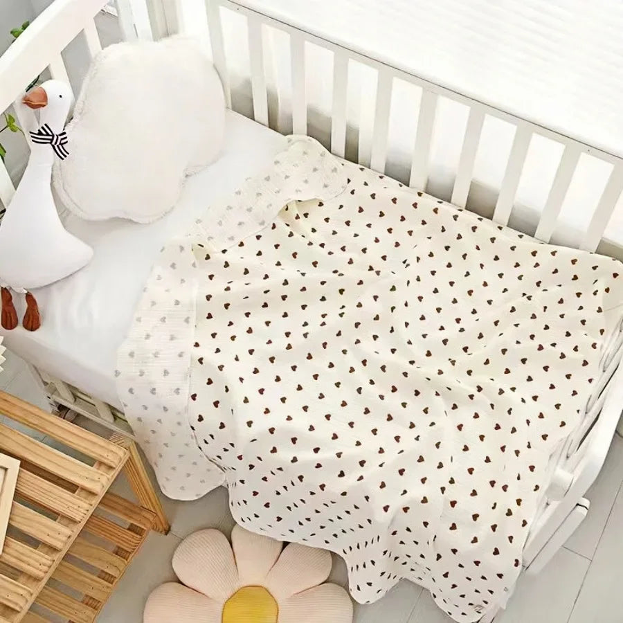 2Pc Cotton Muslin Blankets Baby Receiving Blanket for Newborn