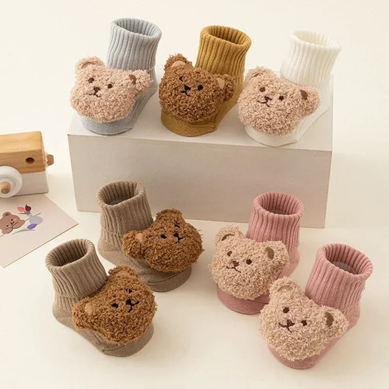 Cute Cartoon Bear Baby Socks for Boy Girl Winter