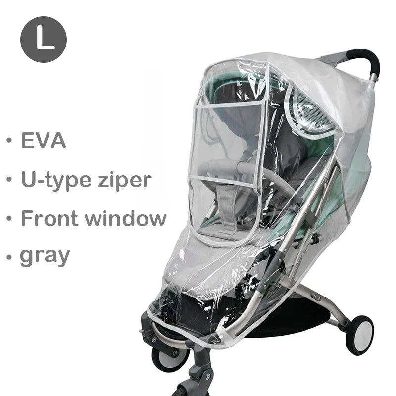 EVA Baby Stroller Accessories Waterproof Rain Cover Transparent Wind Dust Shield Zipper Open For Pushchairs Raincoat