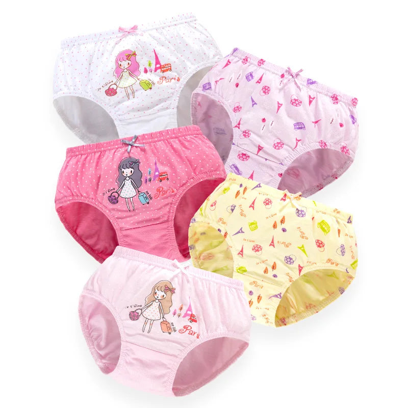 5Pcs/Lot Child Girls Underwear Melody Cartoon Cute Panties For Girl Cotton Toddlers Kids Triangle Panty Breathable Girls Briefs