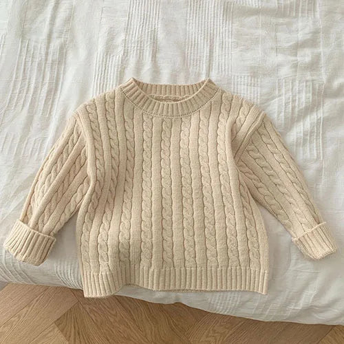 Kids Knitted Clothing Set Long Sleeved Solid Color Pullover Sweater+Pants Korean Style Baby Girl Clothes Suit