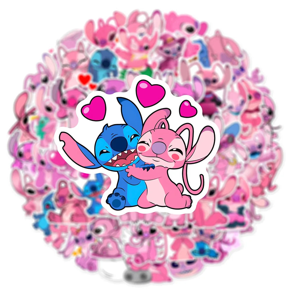 10/30/50pcs Cute Pink Cartoon Lilo & Stitch Angel Stickers Decals Laptop Phone Notebook Decoration Sticker for Girl Kids Toys