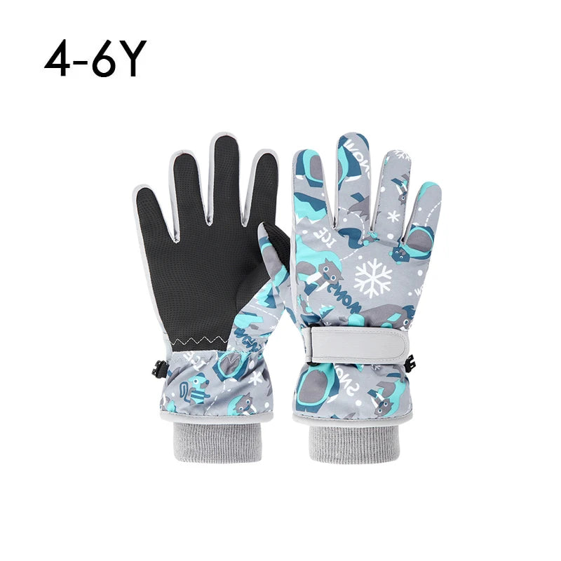 Winter Children Ski Gloves Thicken Waterproof Kids Gloves Snowboard Riding Snow Child Winter Gloves for Boys Girls 4-13Y