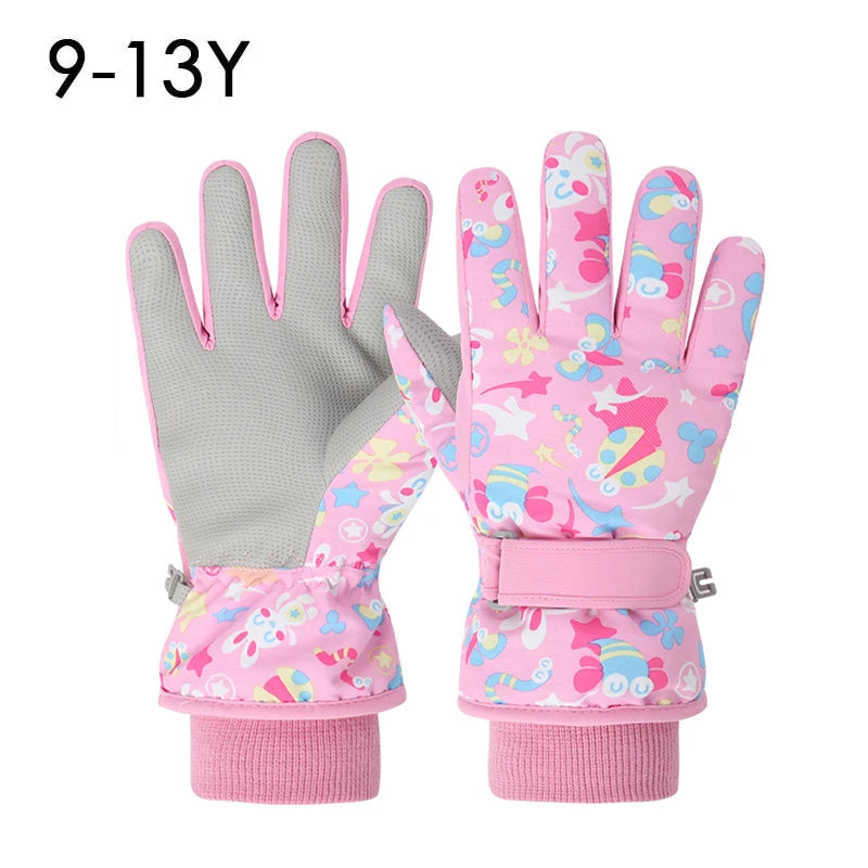 Winter Children Ski Gloves Thicken Waterproof Kids Gloves Snowboard Riding Snow Child Winter Gloves for Boys Girls 4-13Y