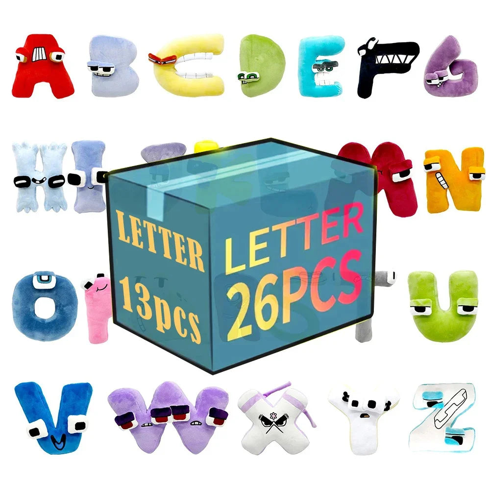 26pcs Alphabet Lore Plush English Letter Stuffed Animal Plushie Doll Toys Gift For Kids Children Educational Christmas Gifts