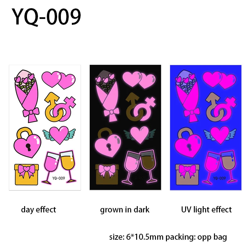 Fluorescent Sticker Luminous Temporary Tattoos Stickers UV Glow Fluorescent Bull Tattoo Waterproof For Body Art Decals