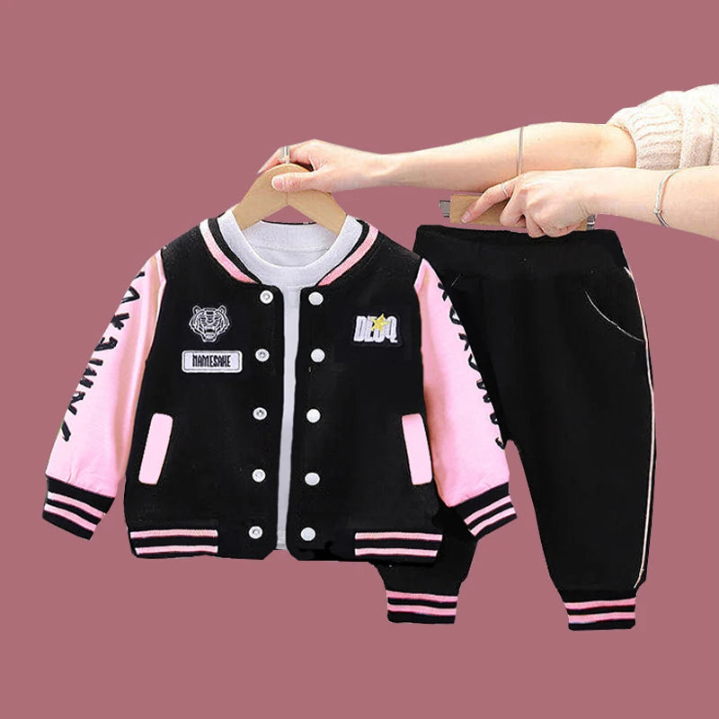 New Spring Autumn Baby Boys Clothing Set Cartoon Tiger Baseball Jacket + Pants 2Pcs Toddler Kids Tracksuits Children Clothes